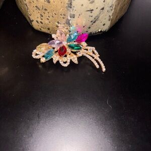 Elegant Multicolor Crystal Brooch